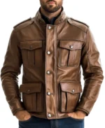 Rowan Brown Bomber Leather Jacket - Trendy Leather Jackets