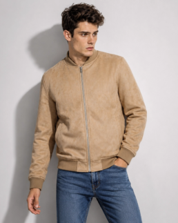 Shop Men Signature Camel Faux Suede Jacket - Trendy Leather Jackets