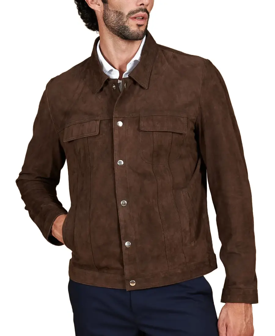 Men'S Adam Dark Brown Suede Jacket 3 Shop Men’s Adam Dark Brown Suede Jacket
