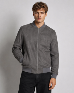 Shop Men’s Signature Grey Faux Suede Jacket - Trendy Leather Jackets