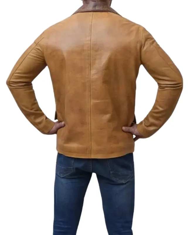 Men's Plain Brown Leather Coat