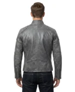 Shop The Men’s Distressed Grey Biker Leather Jacket - Trendy Leather Jackets