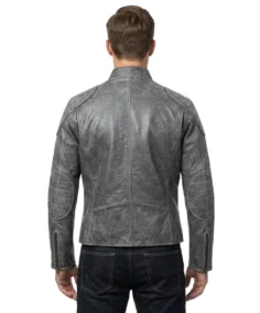 Shop The Men’s Distressed Grey Biker Leather Jacket - Trendy Leather Jackets