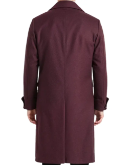 Shop The Men's Luke Burgundy Double Breasted Wool Coat - Trendy Leather Jackets