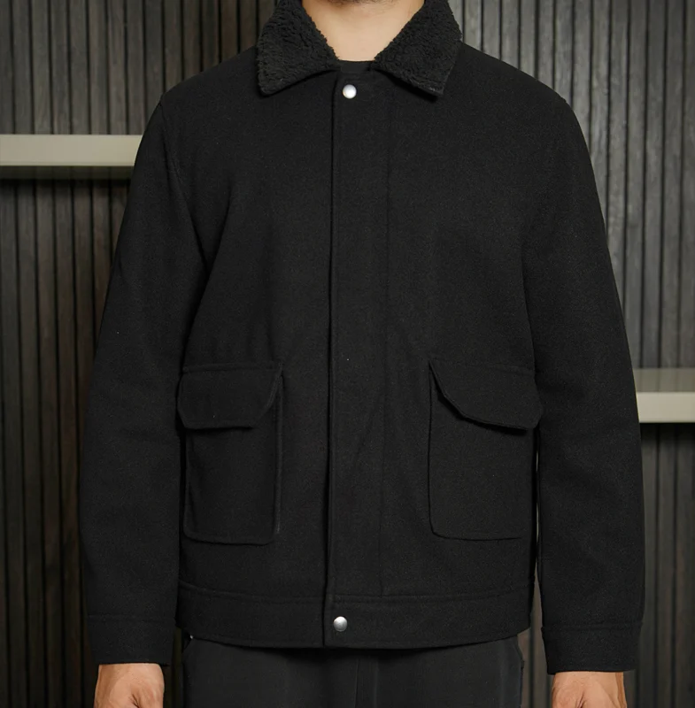 Shop The Men’s Signature Black Wool Blend Felt Jacket - Trendy Leather Jackets