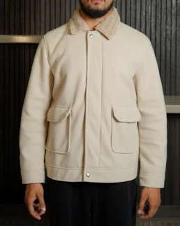Shop The Men’s Signature Cream Wool Blend Felt Jacket - Trendy Leather Jackets