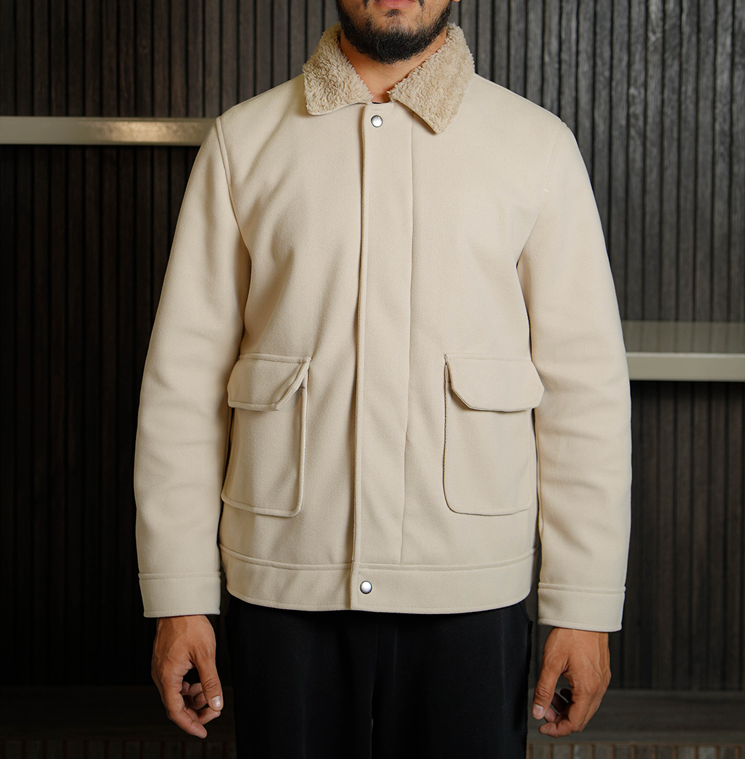 Shop The Men’s Signature Cream Wool Blend Felt Jacket - Trendy Leather Jackets
