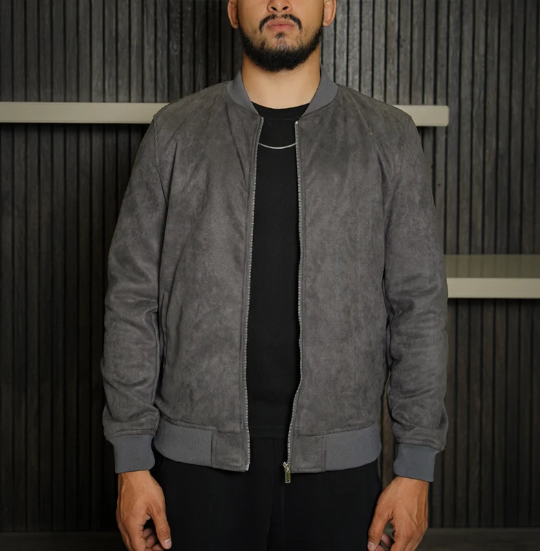 Shop The Men’s Signature Grey Faux Suede Jacket - Trendy Leather Jackets
