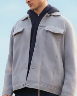 Shop The Men’s Signature Light Grey Wool Blend Felt Jacket - Trendy Leather Jackets