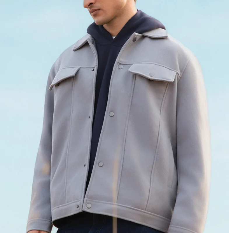 Shop The Men’s Signature Light Grey Wool Blend Felt Jacket - Trendy Leather Jackets