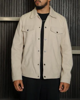 Shop The Men’s Signature Off White Faux Suede Jacket - Trendy Leather Jackets