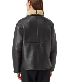 Shop The Women's Black Sherpa Collar Leather Jacket - Trendy Leather Jackets