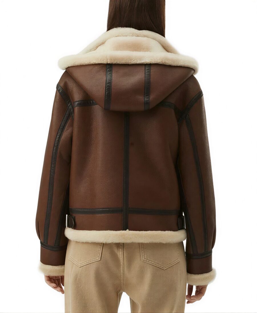 Shop The Women'S Brown Sheepskin Aviator Leather Jacket - Trendy Leather Jackets