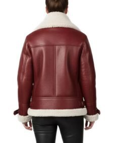 Shop The Women's Burgundy Leather Shearling Jacket - Trendy Leather Jackets