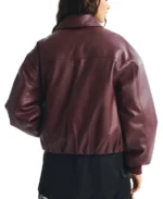 Shop The Women's Burgundy Oversized Bomber Jacket - Trendy Leather Jackets