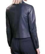 Shop The Women's Navy Cropped Leather Jacket - Trendy Leather Jackets