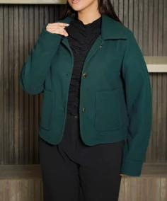 Shop The Women’s Signature Dark Green Wool Blend Felt Jacket - Trendy Leather Jackets