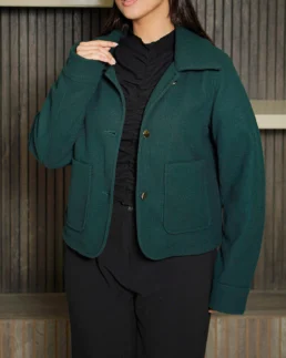 Shop The Women’s Signature Dark Green Wool Blend Felt Jacket - Trendy Leather Jackets