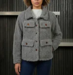 Shop The Women’s Signature Light Grey Faux Sherpa Jacket - Trendy Leather Jackets