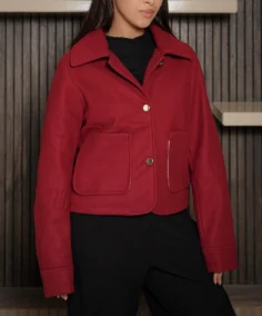 Shop The Women’s Signature Red Wool Blend Felt Jacket - Trendy Leather Jackets
