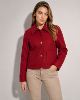 Shop Women Signature Red Wool Blend Felt Jacket - Trendy Leather Jackets