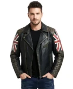 UK Flag Biker Leather Jacket - Trendy Leather Jackets