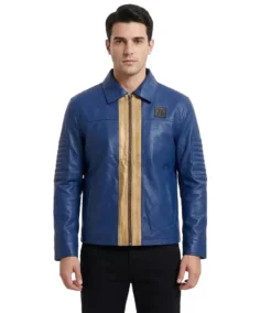 Vault 76 Blue Leather Jacket - Trendy Leather Jackets