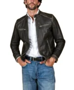 Vintage Black Hamilton Lambskin Leather Jacket Front - Trendy Leather Jackets