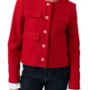 Women Colette Red Wool Jacket - Trendy Leather Jackets