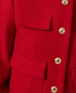 Women Colette Red Wool Jacket Closeup - Trendy Leather Jackets
