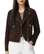 Women Dark Brown Suede Jacket - Trendy Leather Jackets