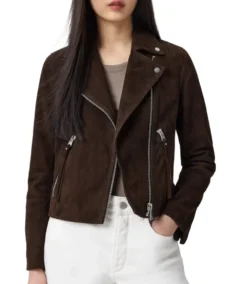 Women Dark Brown Suede Jacket - Trendy Leather Jackets