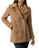 Women Quinn Camel Brown Wool Coat - Trendy Leather Jackets