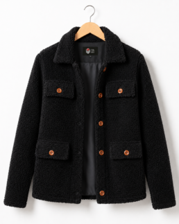 Women Signature Black Faux Sherpa Jacket - Trendy Leather Jackets