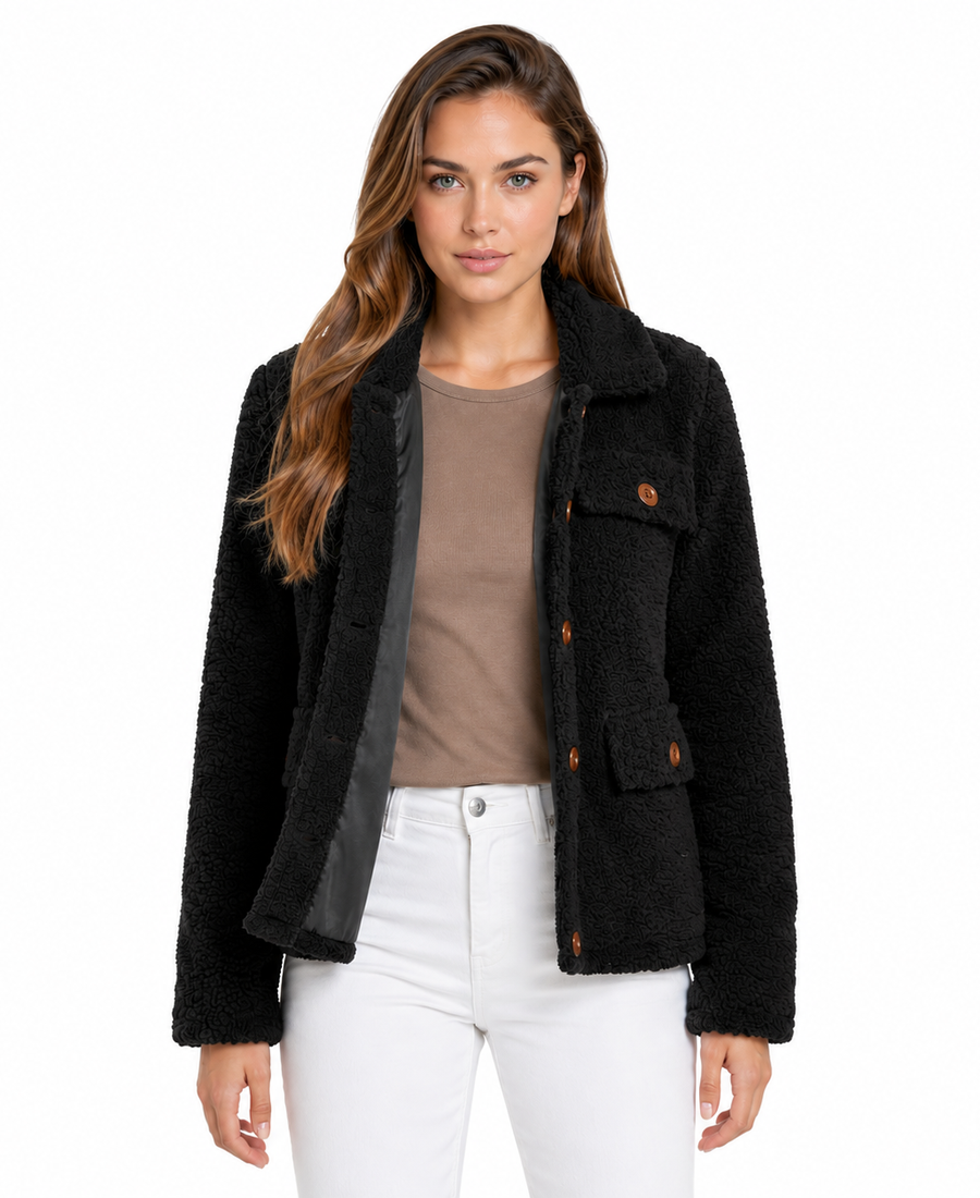 Women'S Signature Black Faux Sherpa Jacket 5 Women Signature Black Faux Sherpa Jacket Closure - Trendy Leather Jackets