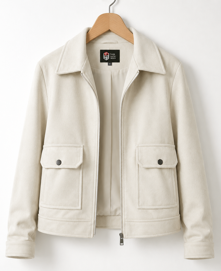 Women Signature Cream Faux Suede Jacket - Trendy Leather Jackets