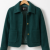 Women Signature Dark Green Wool Blend Felt Jacket - Trendy Leather Jackets