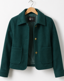 Women Signature Dark Green Wool Blend Felt Jacket - Trendy Leather Jackets