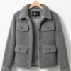 Women Signature Light Grey Faux Sherpa Jacket - Trendy Leather Jackets