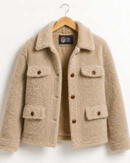 Women Signature Off White Faux Sherpa Jacket - Trendy Leather Jackets