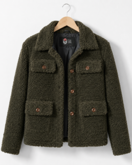 Women Signature Olive Green Faux Sherpa Jacket - Trendy Leather Jackets