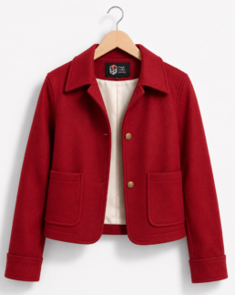 Women Signature Red Wool Blend Felt Jacket - Trendy Leather Jackets