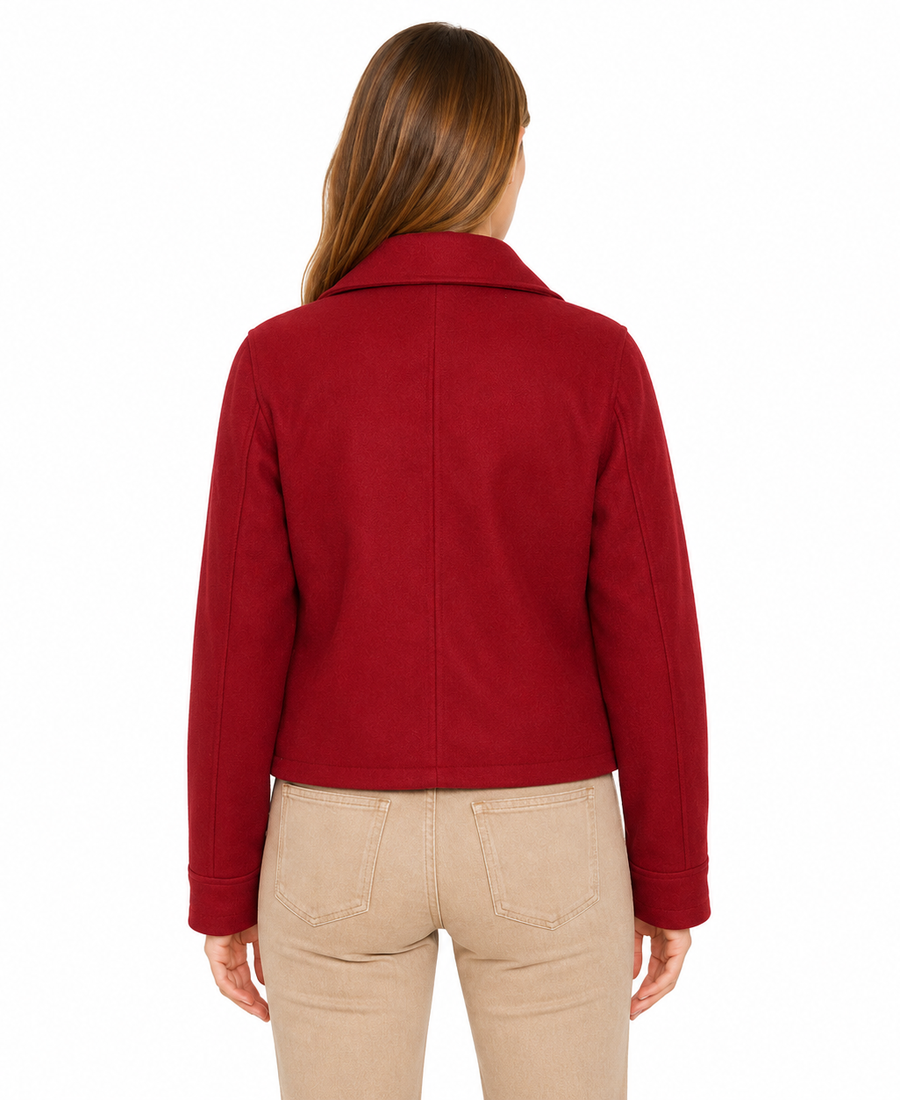 Women'S Signature Red Wool Blend Felt Jacket 4 Women Signature Red Wool Blend Felt Jacket Back - Trendy Leather Jackets