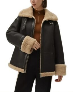 Women's Black Faux Sherpa Leather Jacket - Trendy Leather Jackets