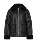 Women's Black Shearling Aviator Leather Jacket - Trendy Leather Jackets