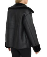 Women's Black Shearling Aviator Leather Jacket Back - Trendy Leather Jackets