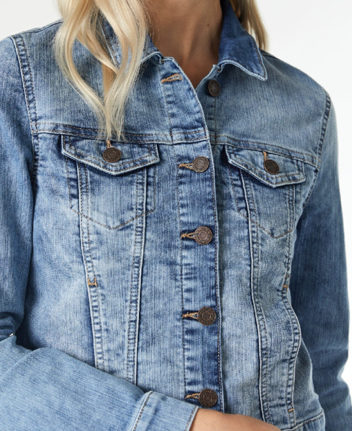 Women’s Blue Denim Jacket Closeup