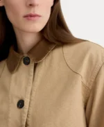 Women's Brown Barn Jacket Closeup - Trendy Leather Jackets