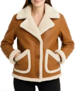 Women's Brown Shearling Leather Jacket - Trendy Leather Jackets