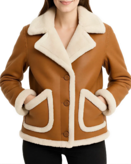 Women's Brown Shearling Leather Jacket - Trendy Leather Jackets
